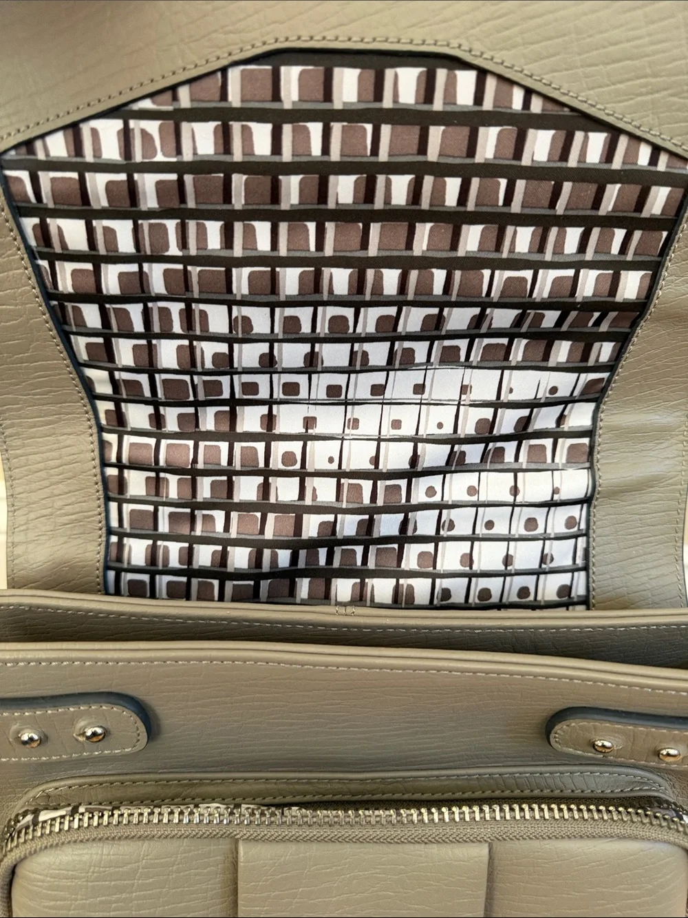 Trina Turk Lady Catherine Taupe Leather Top-Handle Satchel, NWOT
